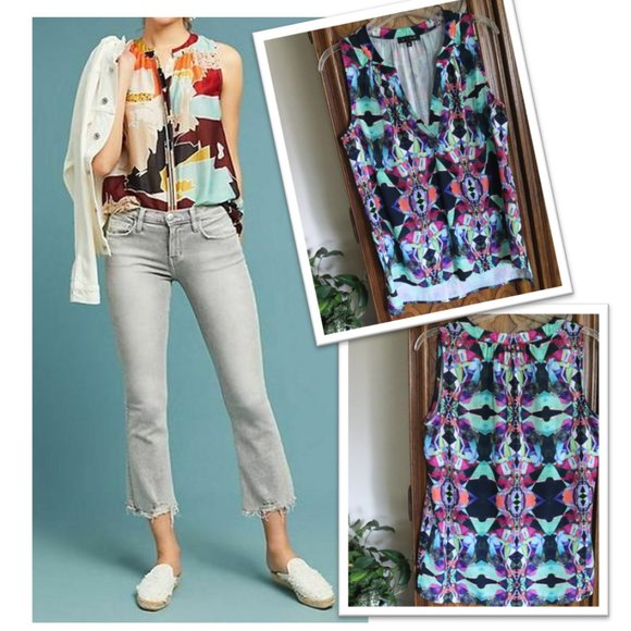 glam Tops - 3/$15 Glam Abbeline Watercolor Sleeveless Blouse Style# T6217 - S, NWOT!